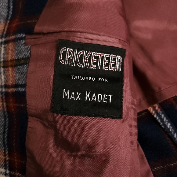Vintage Cricketeer Wool Sportcoat Blazer Max Kadet 42R Blue Brown Tartan Plaid - Picture 13 of 16